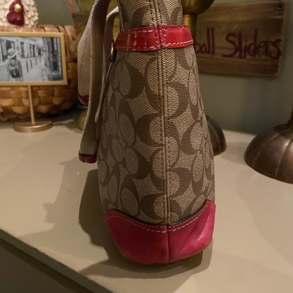 Coach Signature Pink Beige Heritage Stripe F11349 Tote Shoulder Bag - Picture 10 of 16